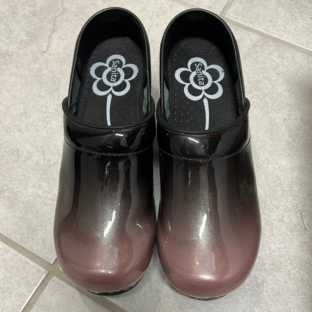 Sanita Black and Pink Clogs